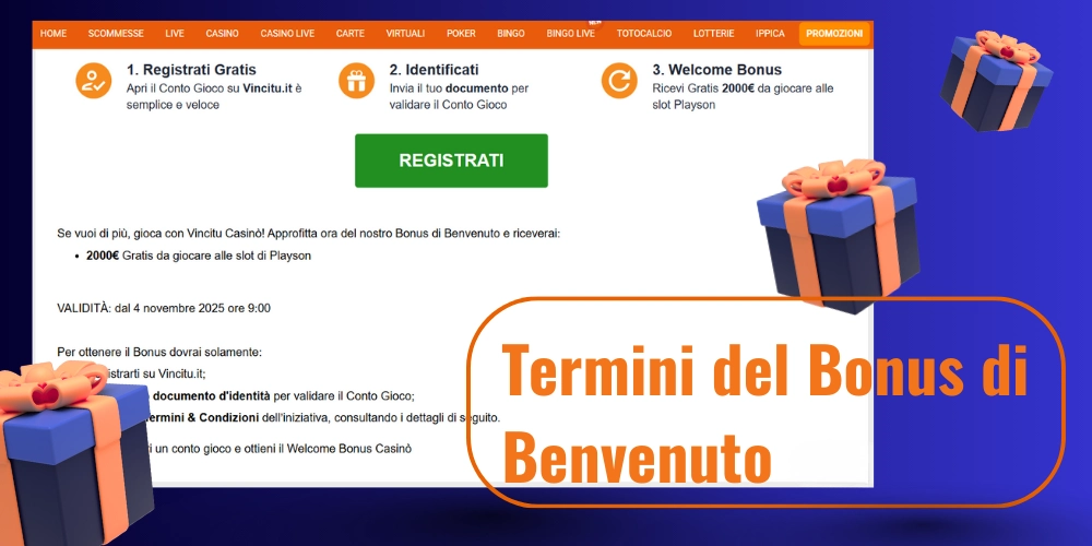 Condizioni del Fivebet bonus